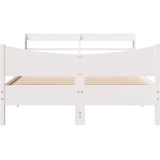 vidaXL - Bedframe - met - hoofdbord - massief - grenenhout - wit - 140x190 - cm