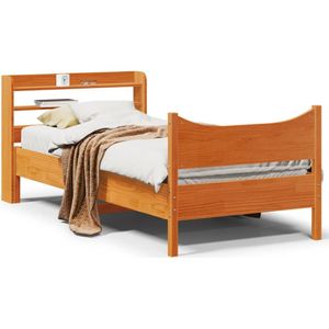vidaXL Massivholzbett mit Kopfteil Wachsbraun 75x190 cm Kiefer