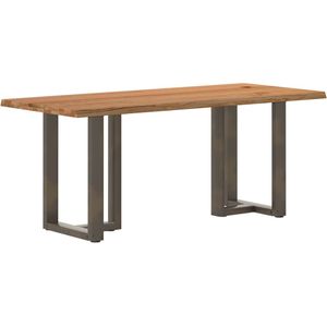 vidaXL - Eettafel - met - natuurlijke - rand - massief - eikenhout - rechthoekig