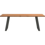 vidaXL Eettafel rechthoekig 220x80x74 cm massief eikenhout lichtbruin