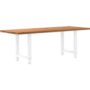 vidaXL Eettafel rechthoekig 220x80x74 cm massief eikenhout lichtbruin