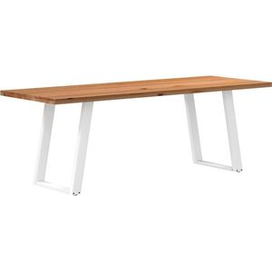 vidaXL Eettafel rechthoekig 240x80x74 cm massief eikenhout lichtbruin