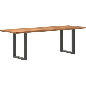 vidaXL - Eettafel - met - natuurlijke - rand - 240x80x74 - cm - massief - eikenhout