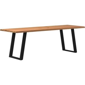 vidaXL - Eettafel - met - natuurlijke - rand - 240x80x74 - cm - massief - eikenhout