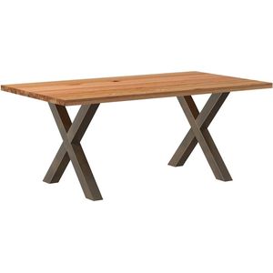vidaXL Eettafel rechthoekig 180x100x74 cm massief eikenhout lichtbruin