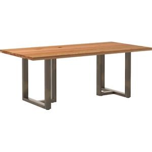 vidaXL Eettafel rechthoekig 200x100x74 cm massief eikenhout lichtbruin