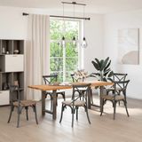 vidaXL Esstisch mit Baumkanten 220x80x74 cm Massivholz Eiche