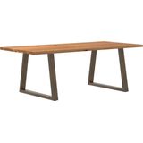 vidaXL - Eettafel - rechthoekig - 220x100x74 - cm - massief - eikenhout - lichtbruin