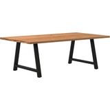 vidaXL Eettafel rechthoekig 220x120x74 cm massief eikenhout lichtbruin