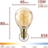 Philips LED lamp E14 | Kogel P45 | Filament | Goud | 1800K | Dimbaar | 2.7W (15W)