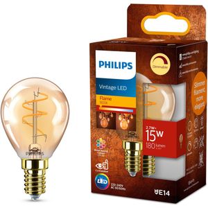 Philips LED lamp E14 | Kogel P45 | Filament | Goud | 1800K | Dimbaar | 2.7W (15W)