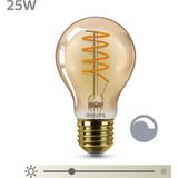Philips - LED Lamp E27 - Peer A60 - Filament - Goud - Dimbaar - 3.1W (25W)