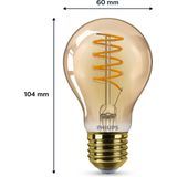 Philips - LED Lamp E27 - Peer A60 - Filament - Goud - Dimbaar - 3.1W (25W)