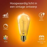 Philips Vintage LED - Dimbare lamp - 25W - Extra warmwit licht: 1800K - E27 fitting - Amberkleurig glas - Lampvorm Edison: ST64