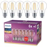 Philips LED lamp transparant E27 7W 2700K Warmwit (6 Stuks)