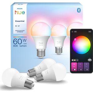 Philips - Hue Essential - Slimme E27 Lamp - 3-Pack - White Colour Ambiance