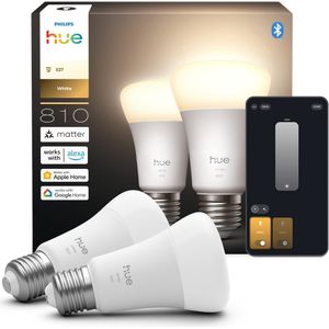 Philips - Hue Smart Lamp - E27 - Peer A60 - Mat - Wit - Zigbee - 2 Stuks