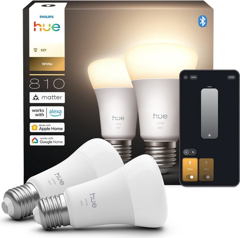 Philips - Hue Smart Lamp - E27 - Peer A60 - Mat - Wit - Zigbee - 2 Stuks