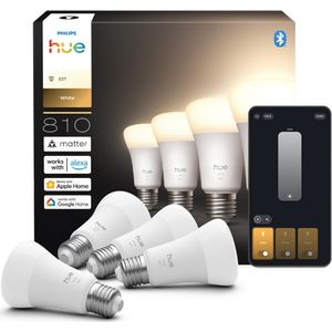 Philips - Hue A60 - Slimme Ledlamp - Warm Wit Licht - E27 Fitting - 4-pack