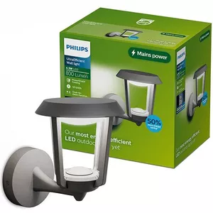 Philips Nissa Wandlamp – UltraEfficient LED, Zonne-energie, 3000K Warm Licht, Zwart, Met Bewegings- En Schemersensor, IP44