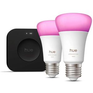 Philips - Hue Bridge Pro - Smart Home Hub - E27 Starterkit - Met Twee White & Color Ambiance-lampen