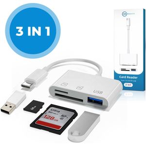 JVS Products - 3-in-1 Hub - Kaartlezer - Wit - USB A - Snelle Dataoverdracht