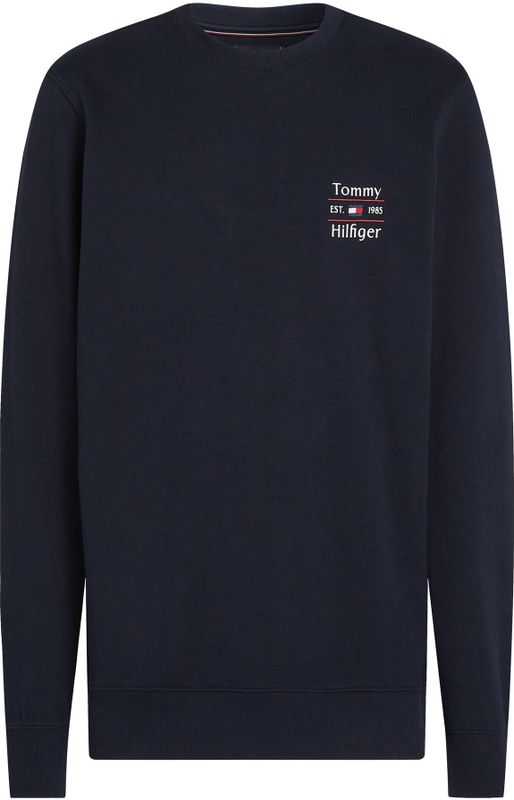 Tommy Hilfiger - Sweatshirt - Blauw - Polyester - Ronde Hals - Geborduurd Logo