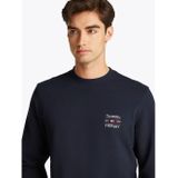 Tommy Hilfiger - Sweatshirt - Blauw - Polyester - Ronde Hals - Geborduurd Logo