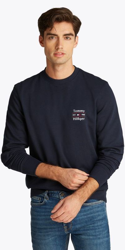 Tommy Hilfiger - Sweatshirt - Blauw - Polyester - Ronde Hals - Geborduurd Logo