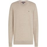Tommy Hilfiger - Crew Neck Trui - Beige Gemêleerd - Polyester Katoen Linnen
