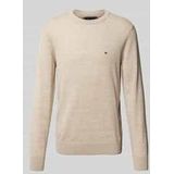 Tommy Hilfiger - Crew Neck Trui - Beige Gemêleerd - Polyester Katoen Linnen