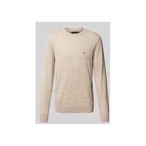 Tommy Hilfiger - Crew Neck Trui - Beige Gemêleerd - Polyester Katoen Linnen