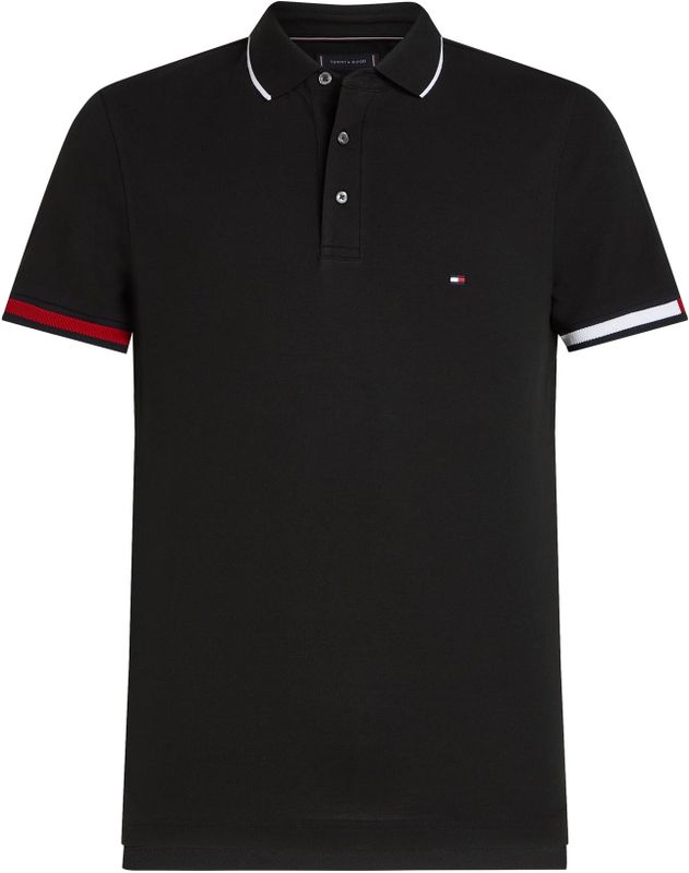 Tommy Hilfiger - Flag Cuff Slim Fit - Poloshirt - Zwart