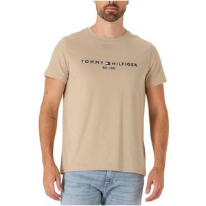 Tommy Hilfiger - Khaki Logo T-shirt - Heren - Beige - Katoen