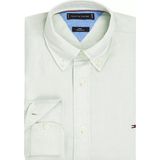 Tommy Hilfiger - Groen Effen Overhemd - Linnen - Lange Mouwen - Button Down Kraag