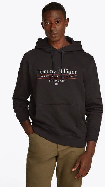 Tommy Hilfiger Hoodie HILFIGER CENTER STACK HOODY mit großem mehrfarbigen Print