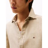 Tommy Hilfiger - Pigment Dyed Shirt - Effen - Beige - Popeline - 100% Linnen