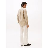 Tommy Hilfiger - Pigment Dyed Shirt - Effen - Beige - Popeline - 100% Linnen