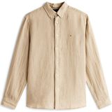 Tommy Hilfiger - Pigment Dyed Shirt - Effen - Beige - Popeline - 100% Linnen