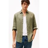 Tommy Hilfiger - Overhemd - Groen - Linnen - Normale Fit