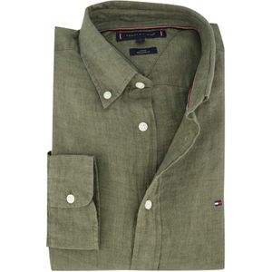 Tommy Hilfiger - Overhemd - Groen - Effen - Linnen