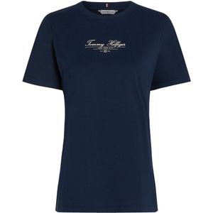 Tommy Hilfiger - Donkerblauw Script Tee - T-shirt - Katoen