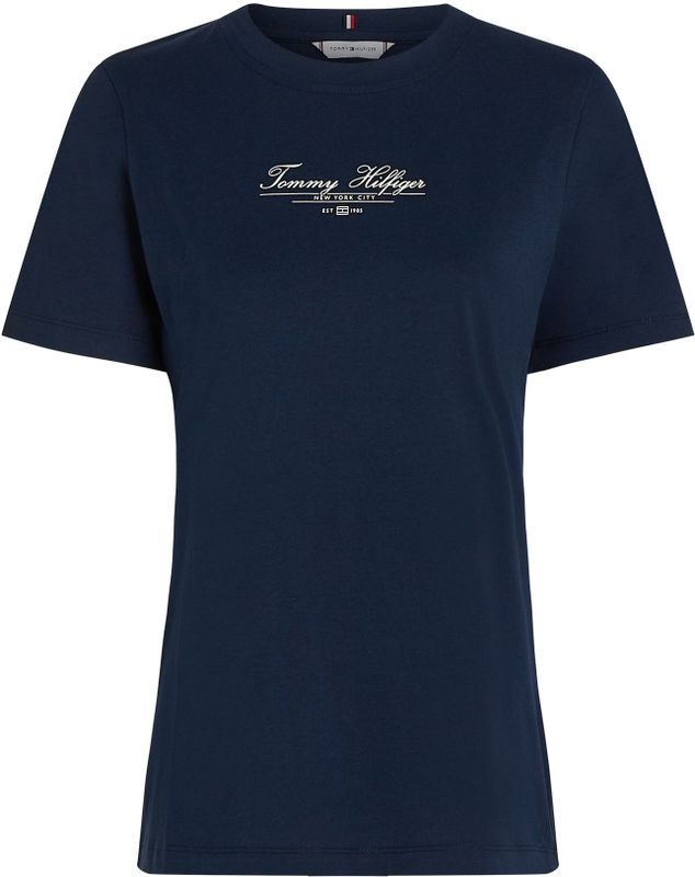Tommy Hilfiger - Donkerblauw Script Tee - T-shirt - Katoen