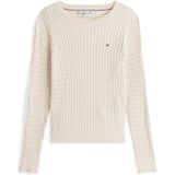 Tommy Hilfiger - Kabeltrui - Beige - Zachte Stof - Ronde Hals