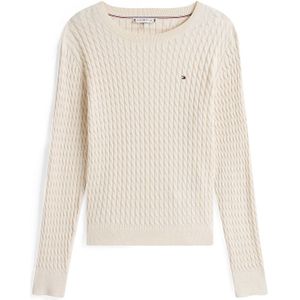 Tommy Hilfiger - Kabeltrui - Beige - Zachte Stof - Ronde Hals