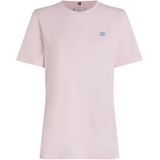 TOMMY HILFIGER Dames REG CONTRAST FLAG SS TEE WW0WW45522, roze, XXS, Roze (Lichtroze), XXS