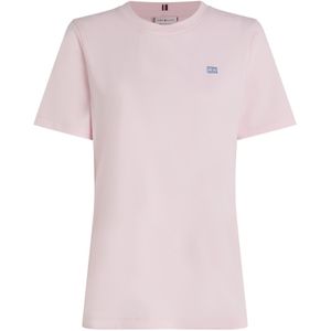 TOMMY HILFIGER Dames REG CONTRAST FLAG SS TEE WW0WW45522, roze, XXS, Roze (Lichtroze), XXS