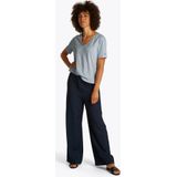 TOMMY HILFIGER - Shirt - Duifblauw - V-hals - Losse Pasvorm - Kwartmouw