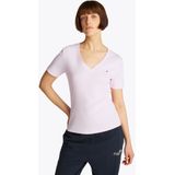 TOMMY HILFIGER - Slim Cody V-NK SS - T-shirt - Lichtroze - Katoen