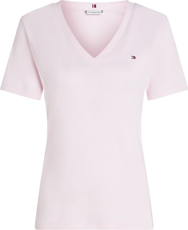 TOMMY HILFIGER - Slim Cody V-NK SS - T-shirt - Lichtroze - Katoen